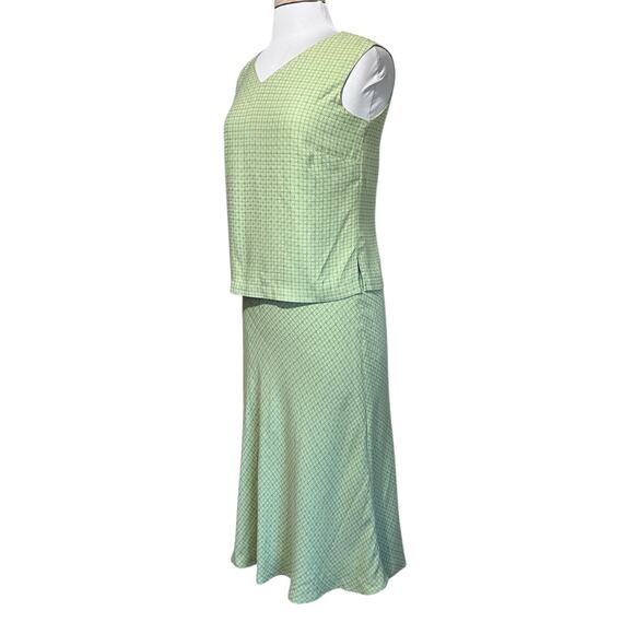 Vintage Tommy Bahama 100% Silk Lime Green Tank Top and Skirt Outfit Set Small - Picture 3 of 8